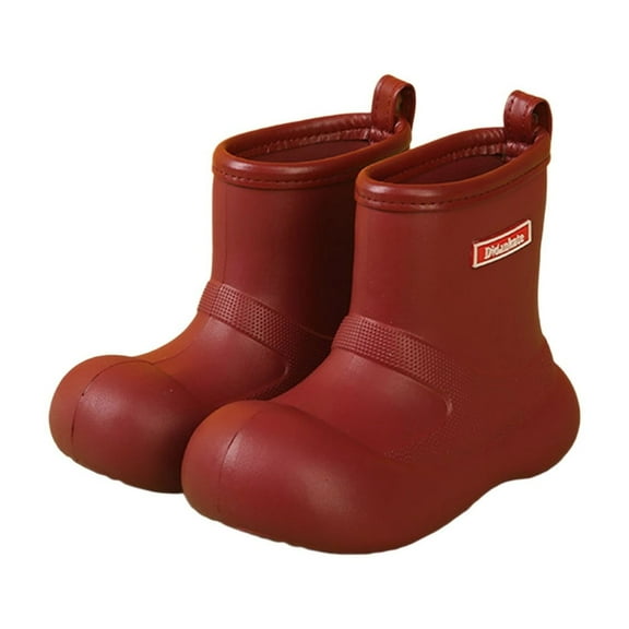 Toddler Rain Boots Baby Kids Easy-on Rain Shoes Children Waterproof Shoes for Boys Girls (3-12 Years) Platform Boots(Color:Red,Size:3-3.5 Years)