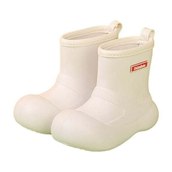 Toddler Rain Boots Baby Kids Easy-on Rain Shoes Children Waterproof Shoes for Boys Girls (3-12 Years) Platform Boots(Color:White,Size:3-3.5 Years)