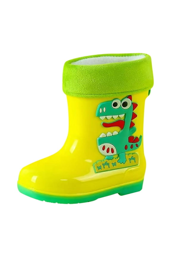 Toddler Rain Boots Boys Girls Ankle Length On Garden Rubber Short Rainboots Kids Water Shoes Yellow 12 Years-13.5 Years