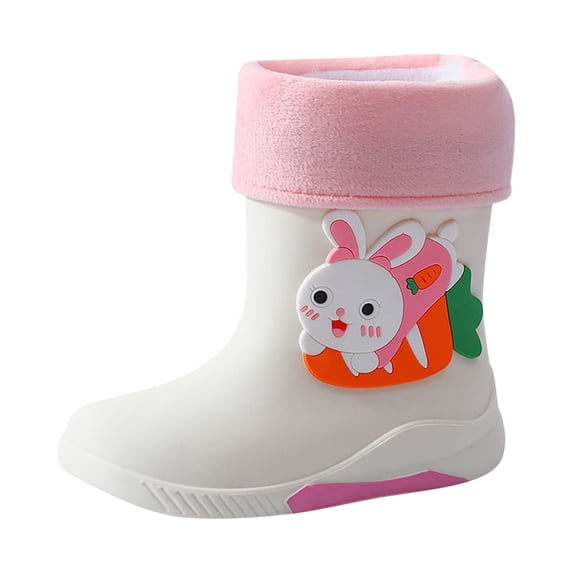 Toddler Rain Boots Boys Girls Ankle Length Slip On Garden Rubber Short Rainboots Kids Water Shoes White 7 Years-8 Years