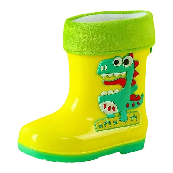 Toddler Rain Boots Boys Girls Ankle Length Slip On Garden Rubber Short Rainboots Kids Water Shoes Yellow 7 Years-8 Years
