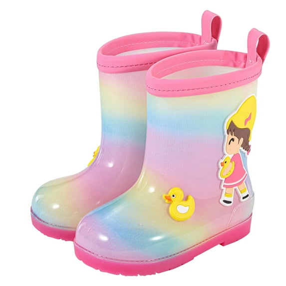 Toddler Rain Boots Boys Girls Cartoon Print Galoshes Rainboots Kids Water Shoes Pink 12 Years-13 Years