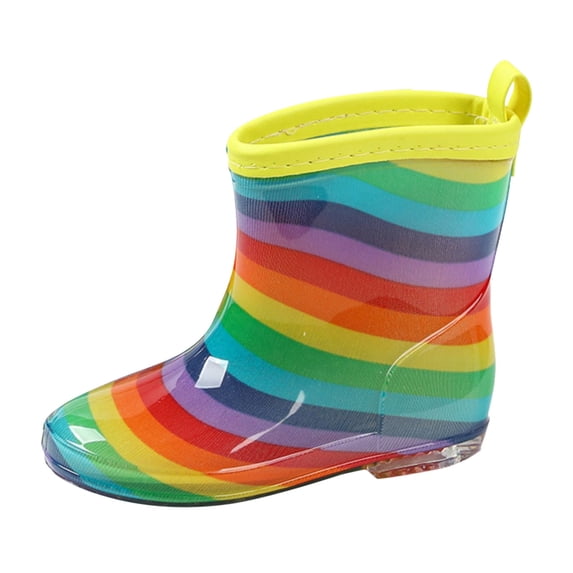 Toddler Rain Boots Boys Girls Colorful Easy On Lightweight Short Rainboots Kids Water Shoes Yellow 3 Years-4 Years