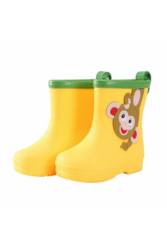 Toddler Rain Boots Boys Girls Elephant Cartoon Monkey Waterproof Bootshoes Kids Water Shoes Yellow 5 Years-6 Years