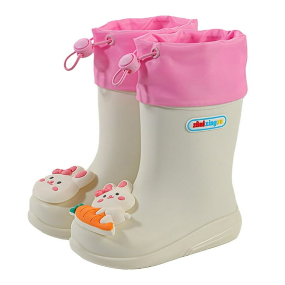 Toddler Rain Boots Boys Girls School Ankle On Rubber Short Rainboots Kids Water Shoes Beige 2.5 Years-3 Years