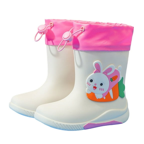 Toddler Rain Boots,Girls Rain Boots Detachable Covers Cute Bunny Dinosaur Lightweight Booties,Rain Boots for Girls,Z01 White,9-9.5 Years
