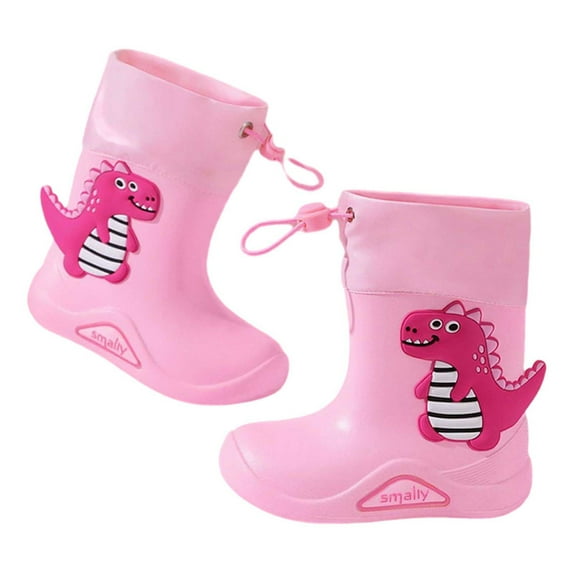 Toddler Rain Boots Kids Rain Boots Non Children Water Shoes Classic Little Girl Rainboots Cartoon Dinosaur Print Outdoor Sports Comfy Wear