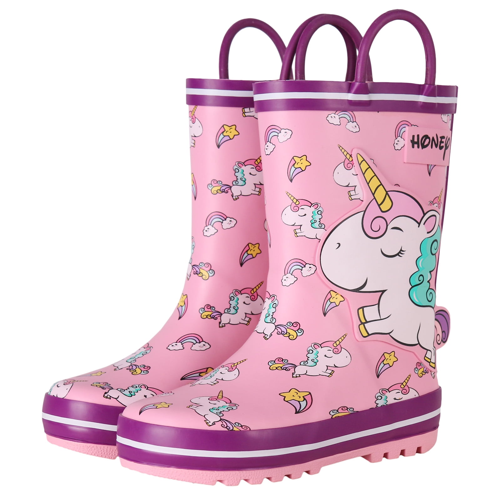  Girls Rain Boots Size 10 Classic Children Rainboots PVC Rubber  with Fleece Children Water Shoes Waterproof (B, 16.00) : Clothing, Shoes &  Jewelry