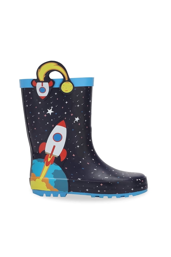 Toddler Rubber Rain Boots Kids Waterproof Boots for Boys, Rocket, Size 1