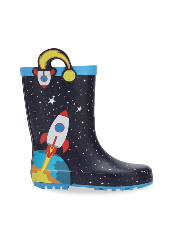 Toddler Rubber Rain Boots Kids Waterproof Boots for Boys, Rocket, Size 13