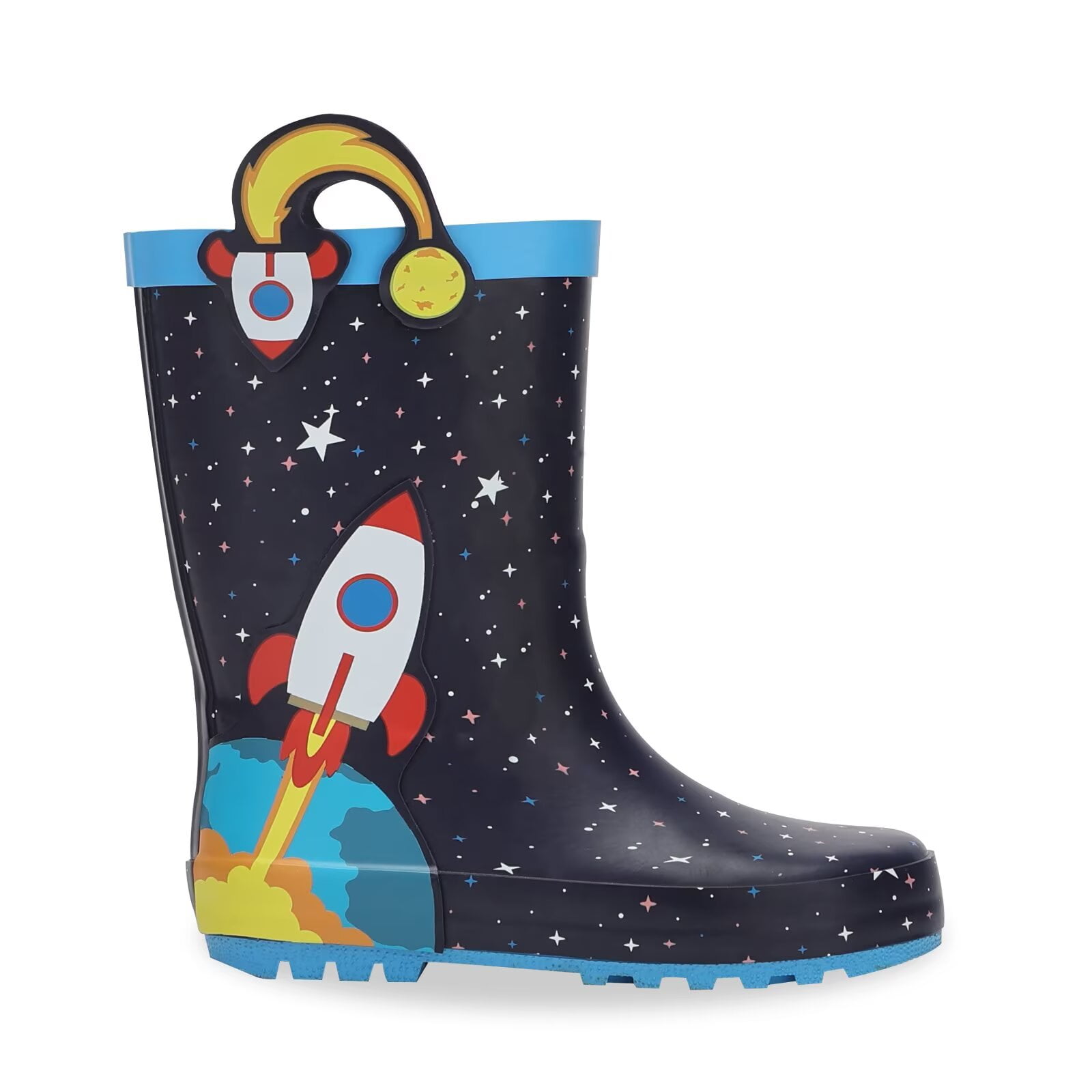 FUNCOO PLUS Toddler Rubber Rain Boots Kids Waterproof Boots for Boys, Rocket, Size 8