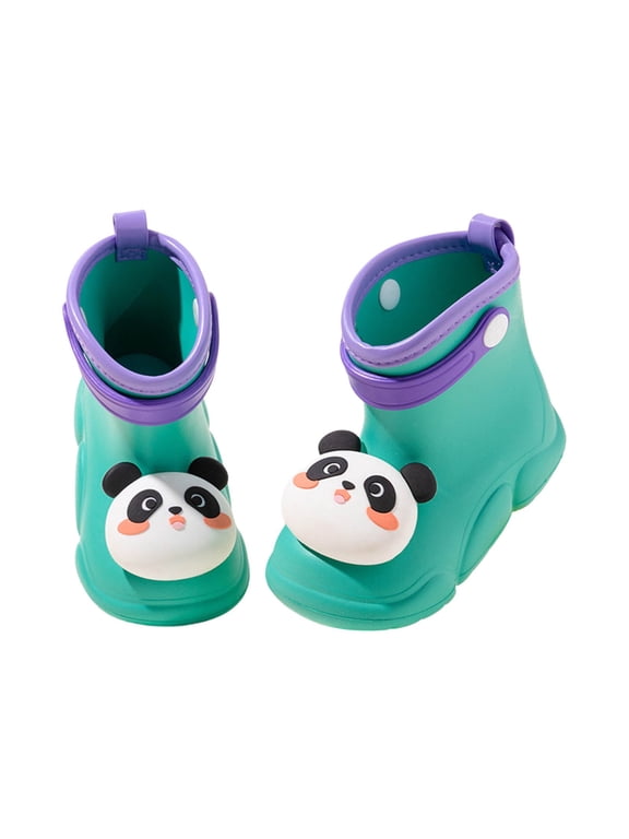 Toddler Rain Boots for Boys Waterproof Kids 3D Panda Rubber Boots