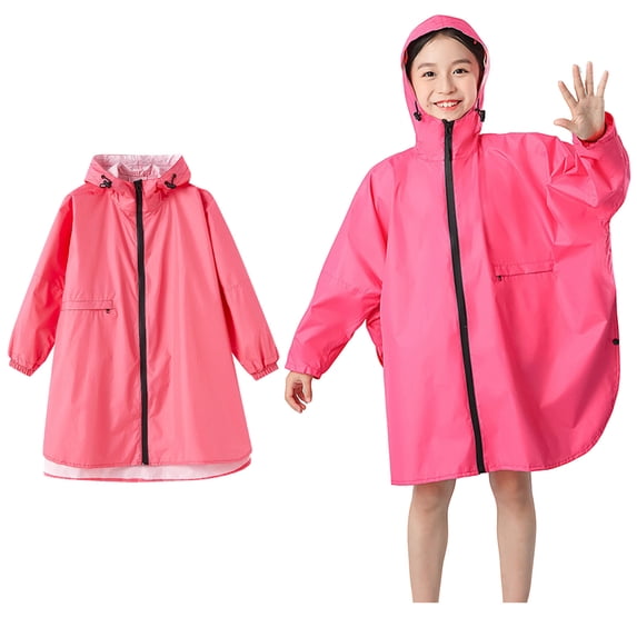 Toddler Rain Coat Waterproof Girls Rain Jacket Reusable Rain Ponchos with Hood and Sleeves Girls Raincoat Size 1-4 Years