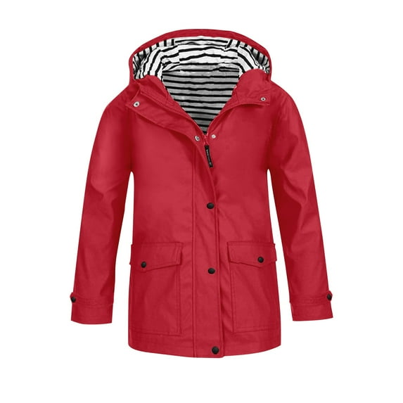 Toddler Rain Jacket, Comdrip Kids Rain Jacket Hooded Raincoats for Girls Boys Waterproof Windproof Size 3-14Y Girls Rain Jacket Red 150
