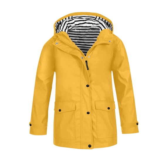 Toddler Rain Jacket, Comdrip Kids Rain Jacket Hooded Raincoats for Girls Boys Waterproof Windproof Size 3-14Y Girls Rain Jacket Yellow 110