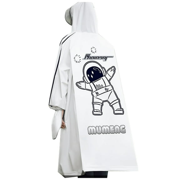 Toddler Rain Jacket Hidden Backpack Riding Rain Suit Long Large Children's School Poncho Kids Rain Coat White 8-10 Years
