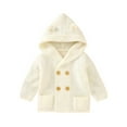 thumbnail image 1 of Toddler Rain Jackets Toddler Baby Boys Girls Solid Color Cute Ears Knitted Tops Warm Coat Clothes New Fall Jackets Winter Outerwear White 6-12 Months, 1 of 4