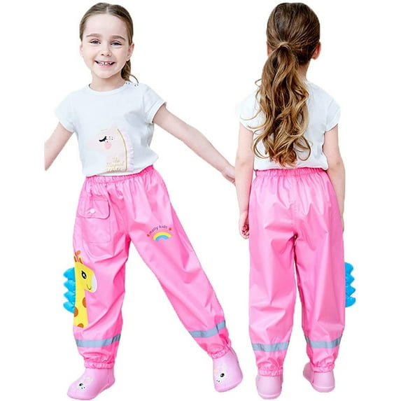 Toddler Rain Waterproof Pants Boys Girls Mud Proof Trousers Kids Rainwear