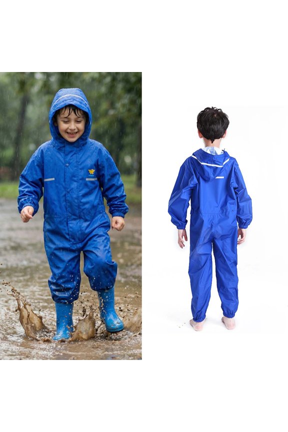 Toddler Rainsuit 1 Piece Hooded Overalls for Toddler Boys Lightweight Waterproof Rain Jacket Toddler Raincoat 2-3 Years