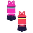 thumbnail image 1 of Toddler Rash Guard Girl Pink Girls' Beach Sport Wrap Around Bikini 3-Piece Swimsuit Bathing Suits Set with Beach Skirt Pink Bikini Set, 1 of 7