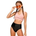 thumbnail image 1 of Toddler Rash Guard Girl Pink Girls Bikini Set - One Shoulder Color Block High Waisted Two Piece Swimsuit for 7-16 Year Old Preteens & Teens, 1 of 9