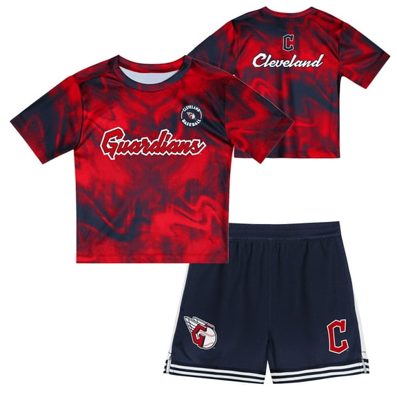 Toddler Red/Navy Cleveland Guardians Pinch Hitter Infielder T-Shirt & Shorts Set
