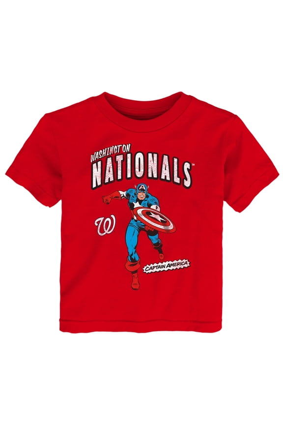 Toddler Red Washington Nationals Team Captain America Marvel T-Shirt
