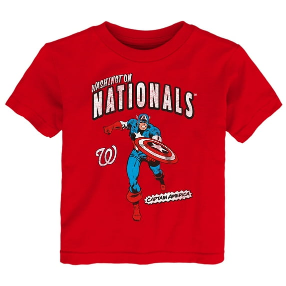Toddler Red Washington Nationals Team Captain America Marvel T-Shirt