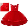 thumbnail image 1 of Toddler RedDress Girls Ruffle Sleeveless Toddler Girl Tulle Dress Baby Girls Rainbow Dress Dress Up Clothes for Girls 12-18 M, 1 of 8