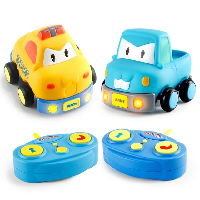 Toddler Remote Control Car, 2pk Two Cartoon RC Cars Police & Pickup