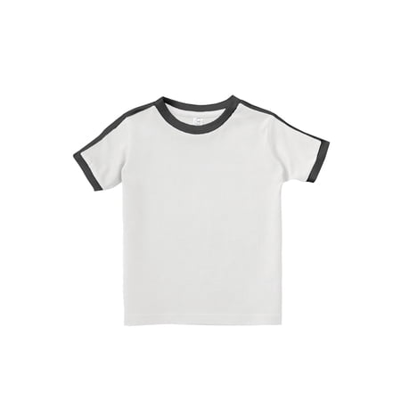 Rabbit Skins Toddler 100% Cotton Jersey Short Sleeve Soccer Ringer Tee, White/Black, 3T