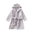 thumbnail image 1 of Toddler Robe Boys Girls Hooded Flannel Bathrobe Long Sleeve Soft Fleece Plush Robes Cute Animal Pajamas Sleepwear, Gray, 4 Years, 1 of 4