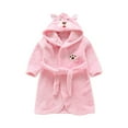 thumbnail image 1 of Toddler Robe Boys Girls Hooded Flannel Bathrobe Long Sleeve Soft Fleece Plush Robes Cute Animal Pajamas Sleepwear, Light Pink, 7 Years, 1 of 3