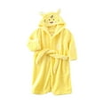 thumbnail image 1 of Toddler Robe Boys Girls Hooded Flannel Bathrobe Long Sleeve Soft Fleece Plush Robes Cute Animal Pajamas Sleepwear, Light Yellow, 2 Years, 1 of 3