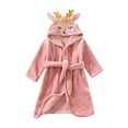 thumbnail image 1 of Toddler Robe Boys Girls Hooded Flannel Bathrobe Long Sleeve Soft Fleece Plush Robes Cute Animal Pajamas Sleepwear, Pink, 5 Years, 1 of 7