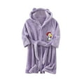 thumbnail image 1 of Toddler Robe Boys Girls Hooded Flannel Bathrobe Long Sleeve Soft Fleece Plush Robes Cute Animal Pajamas Sleepwear, Purple, 2 Years, 1 of 3