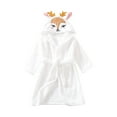 thumbnail image 1 of Toddler Robe Boys Girls Hooded Flannel Bathrobe Long Sleeve Soft Fleece Plush Robes Cute Animal Pajamas Sleepwear, White, 6 Years, 1 of 3