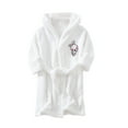 thumbnail image 1 of Toddler Robe Boys Girls Hooded Flannel Bathrobe Long Sleeve Soft Fleece Plush Robes Cute Animal Pajamas Sleepwear, White, 7 Years, 1 of 3