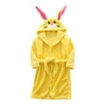 thumbnail image 1 of Toddler Robe Boys Girls Hooded Flannel Bathrobe Long Sleeve Soft Fleece Plush Robes Cute Animal Pajamas Sleepwear, Yellow, 7 Years, 1 of 3