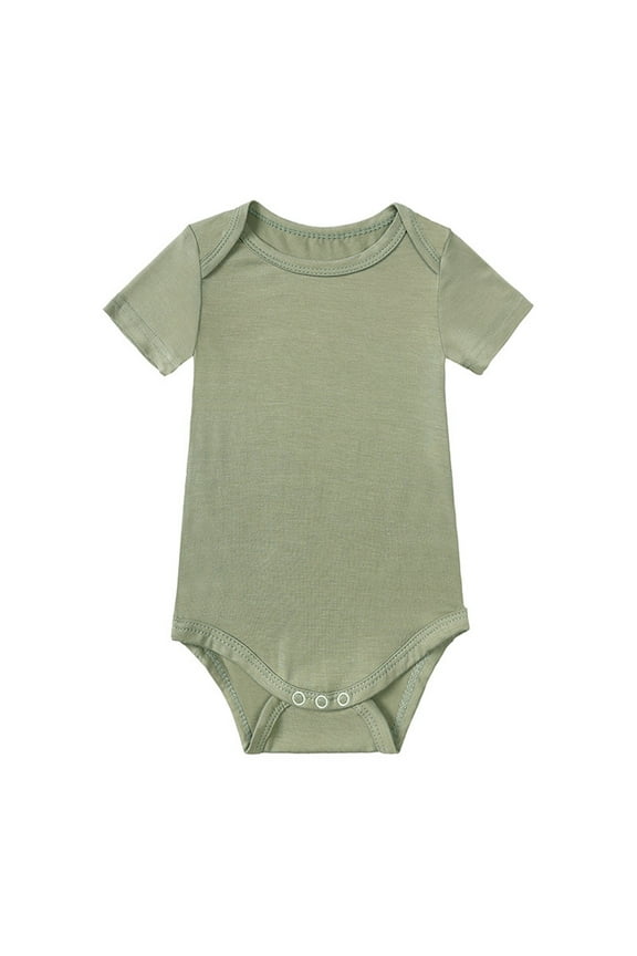 Toddler Romper Baby Boys Girls Short Sleeved Solid Romper Bodysuit Outfits Baby Onsies Army Green 6 Months-12 Months