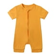 thumbnail image 1 of Toddler Romper Solid Color Romper Zipper Onesie Bamboo Rayon Comfortable Summer Jumpsuit Newborn Onesies Boy Yellow 0 Months-3 Months, 1 of 7