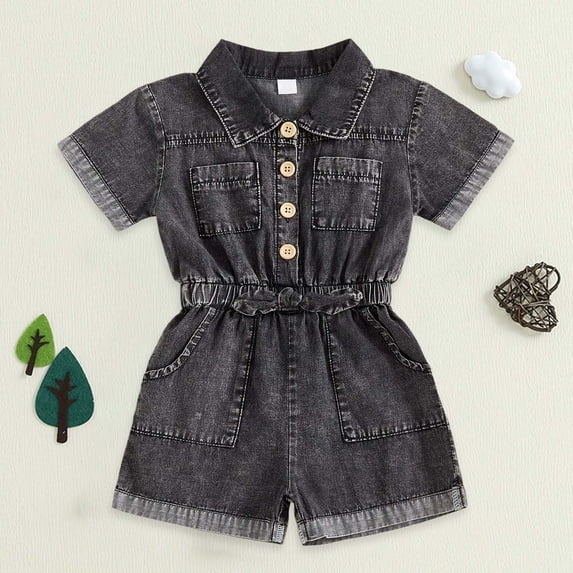 Toddler Rompers Girls Kids Baby Girl Ruffle Denim Jumpsuit Outfits Toddler Summer Clothes