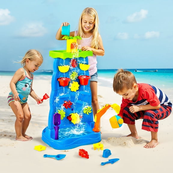 Toddler Sand & Water Table with Waterfall Feature - 2-Sided Activity Center