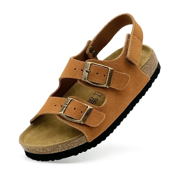 Toddler Sandals Girls Boys Cork Footbed Sandals Kids Adjustable Buckle Slippers Slip-On Open Toe Indoor Casual Flat Shoes Outdoor