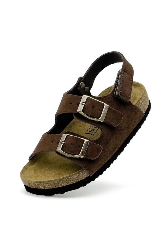 Toddler Sandals Girls Boys Cork Footbed Sandals Kids Adjustable Buckle Slippers Slip-On Open Toe Indoor Casual Flat Shoes Outdoor