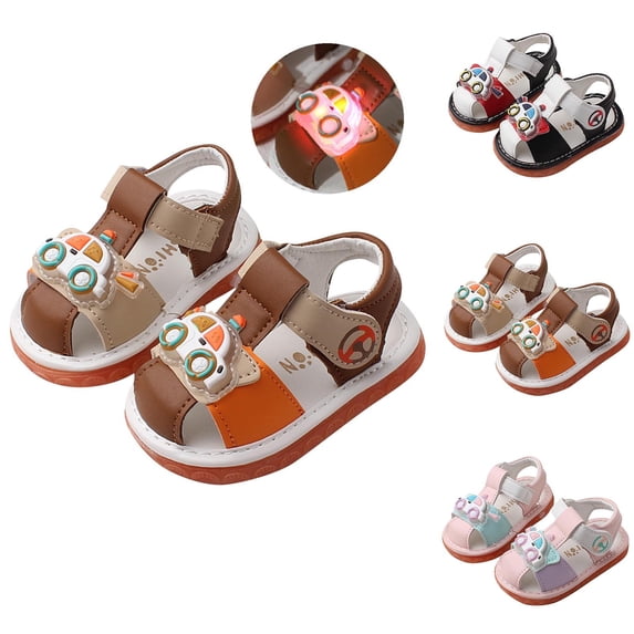Abtuhar Toddler Summer Sandals Light Up Squeaky Soft Walking Shoes