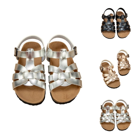 Toddler Sandals for Girls, Summer Exquisite Floral Cork Shoes, Comfortable and Versatile Style Summer Footwear for Kids