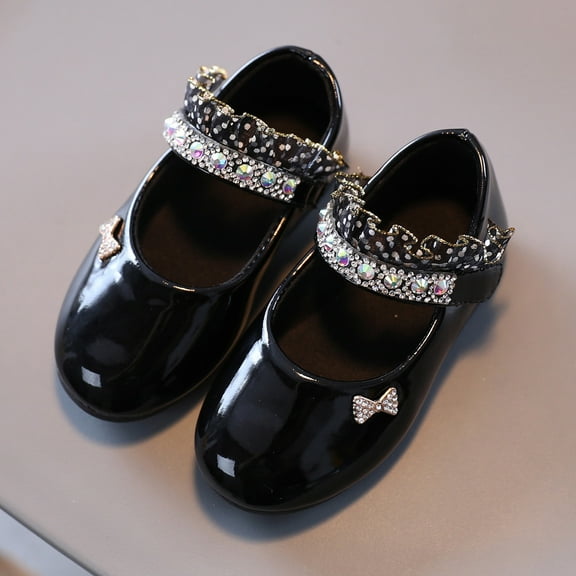 Toddler Sandals on Clearance Toddler Kids Baby Girls Shoes Crystal Princess Shoes Solid Casual Shoes,Black Sandals For Kids Size 6.5