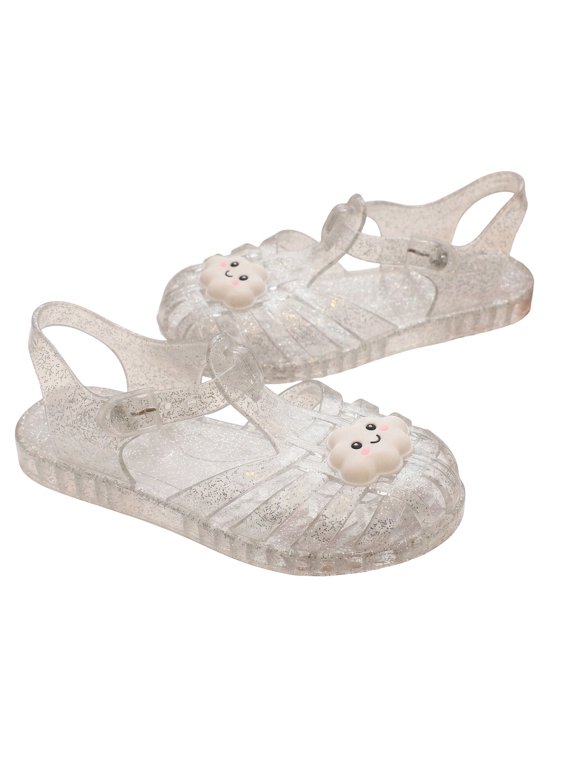 Toddler Sandles Girls Jelly Sandals Soft Sole Closed Toe Princess Flat Chibi Cloud Dress Sandals Comfortable for Toddler Little Kid Big Kid