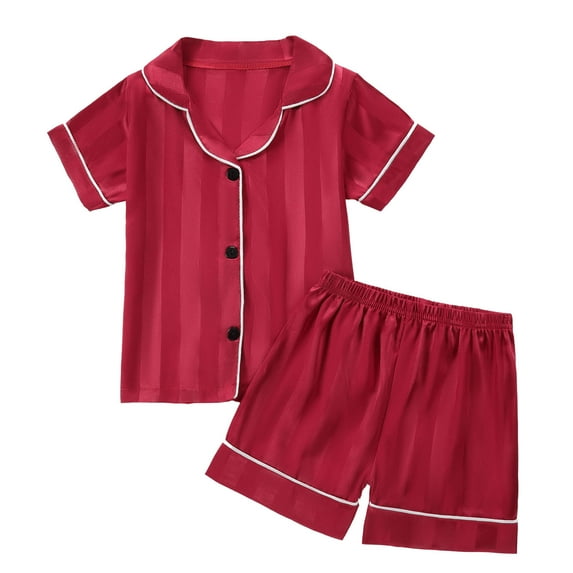 Toddler Girls Silk PJS Short Sleeve Button Down Nightwear with Shorts Summer Clothes for Girls Clothes for Girls 2T